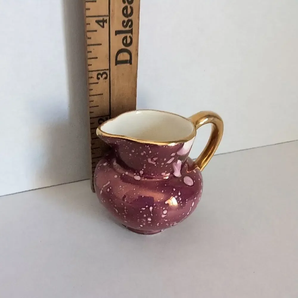 Grays Pottery Mini Pitcher Creamer Stoke On Trent England Purple Gold Lusterware